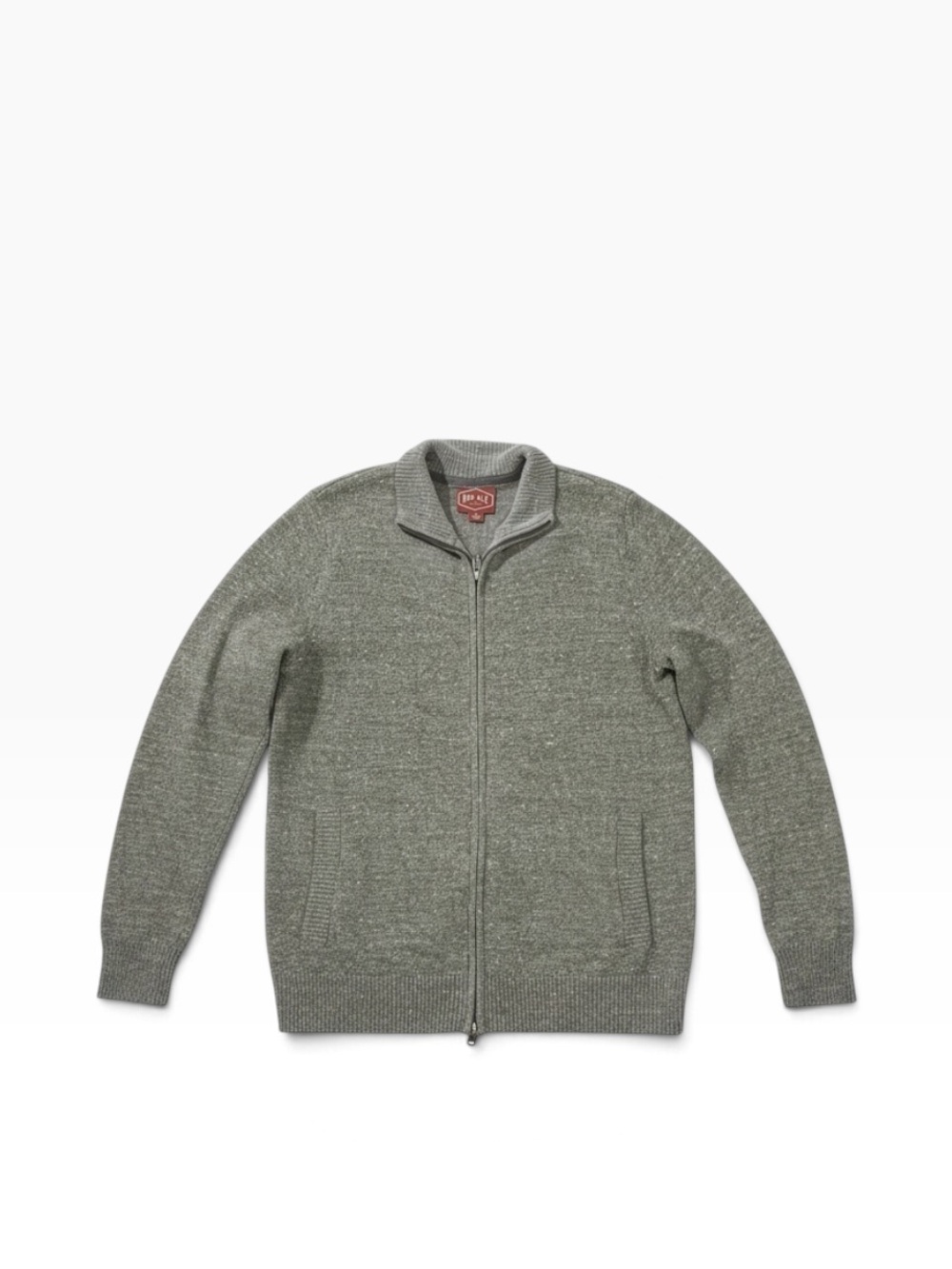 Full-Zip Men's Knit Sweater Jacket in Heather Olive